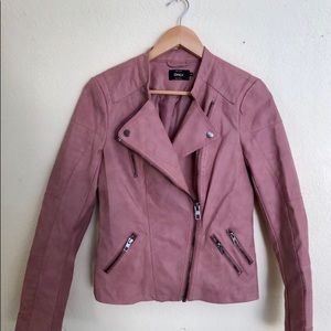 Rose Pink Biker Faux Leather Jacket from ONLY